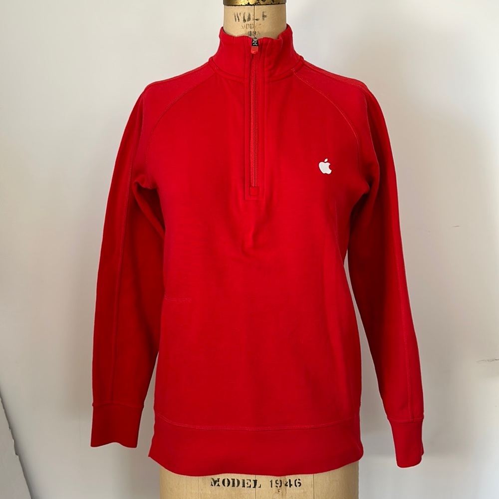 Apple Employee pullover logo souvenir collectible 1/4 zip cotton blend  XS red
